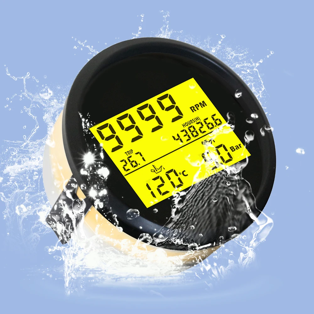 ELING New HD 85mm 3 in 1 Multifunction 0-9999RPM Tachometer Gauge With 8 Colors Backlight for Van Truck Boat Motorcycle 9-32V