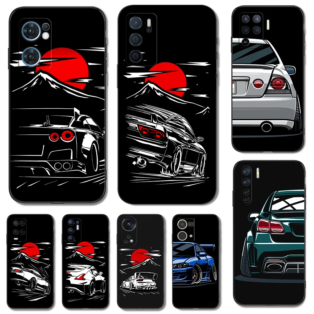 Black Tpu Case For OPPO Reno 7 7Z 8 Lite 4G 5G PRO F11 F17 F15 F19 F19S F21 JDM Car