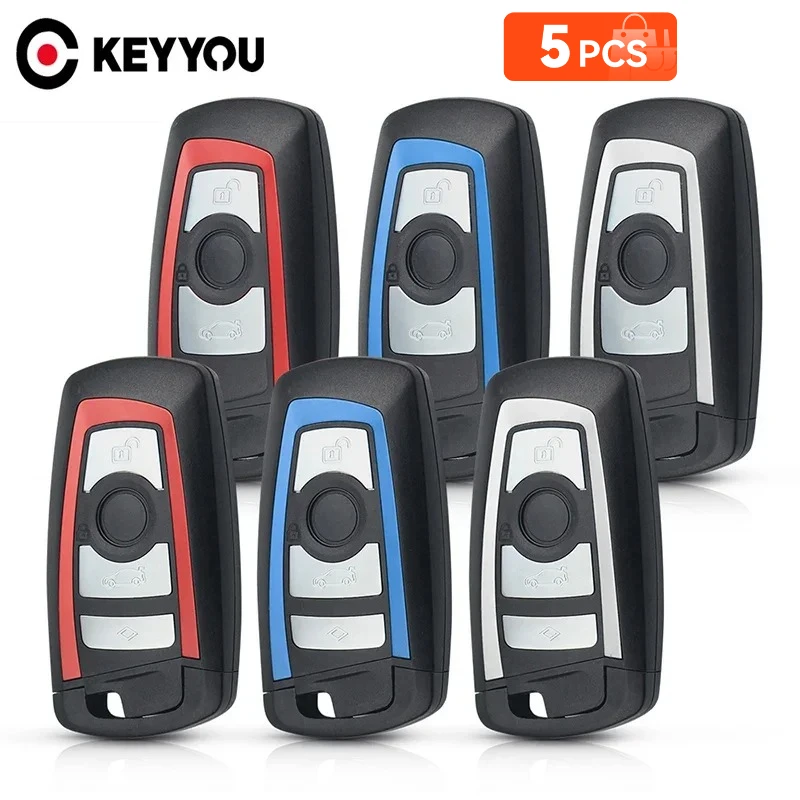เคสกุญแจรีโมทรถยนต์ Dandkey 5 ชิ้น แบบ 3/4 ปุ่ม สำหรับ BMW ซีรีส์ 1 3 5 7 รุ่น E90 E92 E93 X3 X5 F10 F20 F30 F40 GT