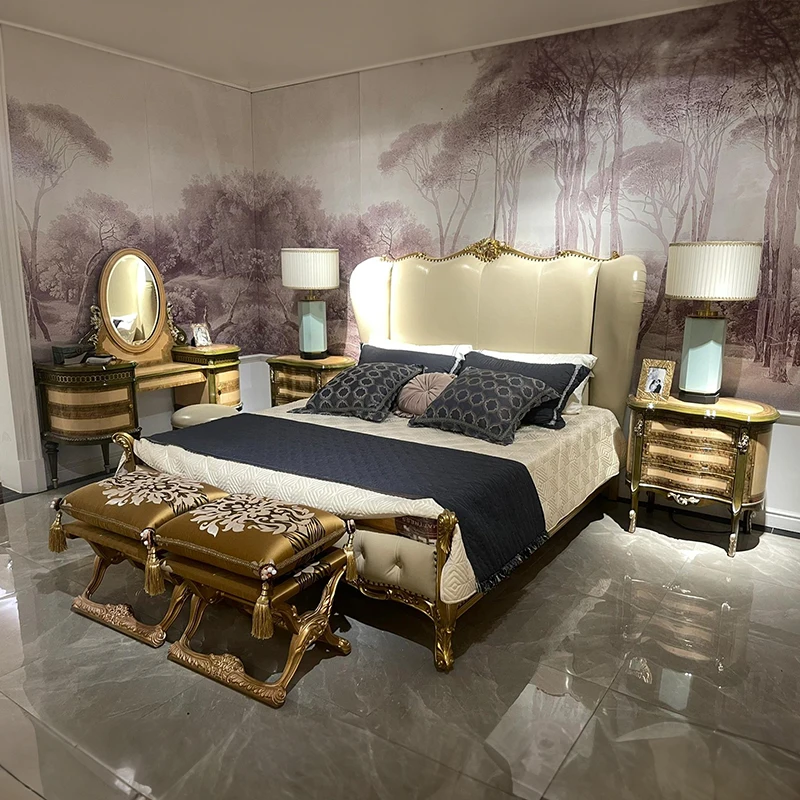 

for High-end French Style king Size Wooden Beds Classical Luxury Bedroom Furniture Sets