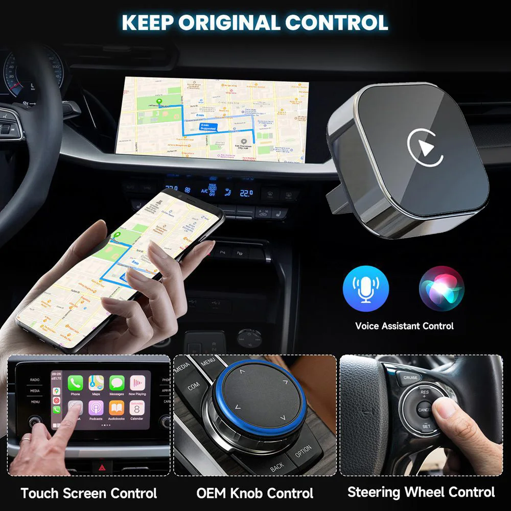 Mini 2 In 1 Wireless CarPlay Adapter Android Auto Dongle Plug Play Fast Stable Portable Car Multimedia USB Converter For iPhone