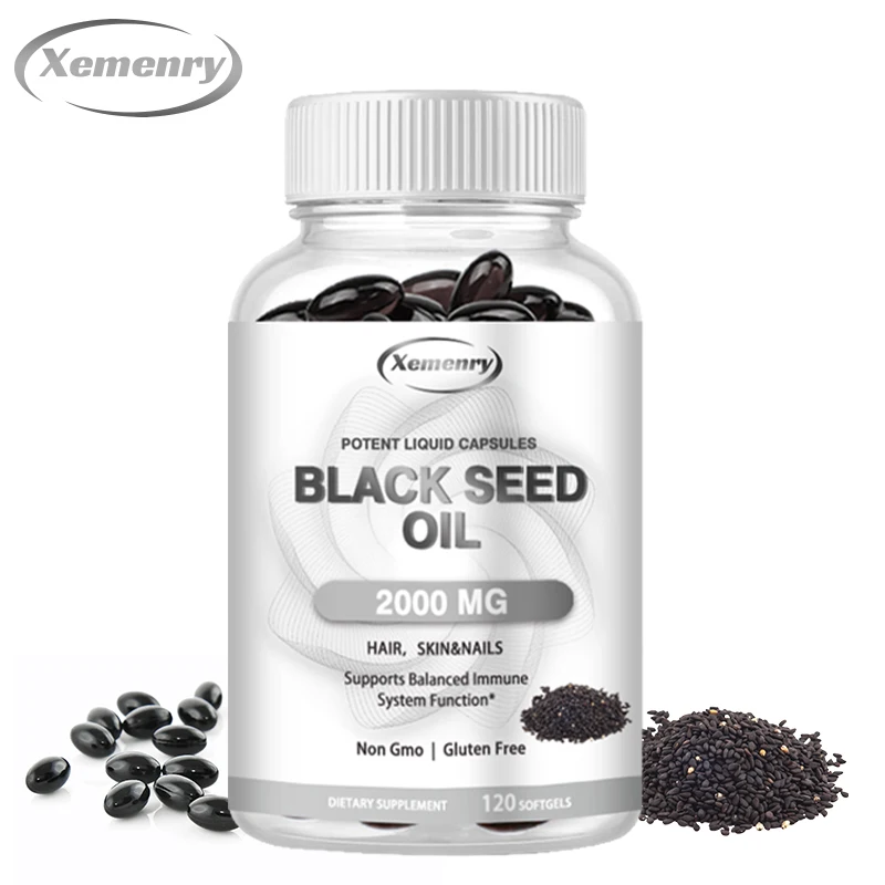 

Black Seed Oil Capsules - Supports Hair, Skin, Nails, Digestive Health, and Immune System - Cold Pressed, Non-GMO