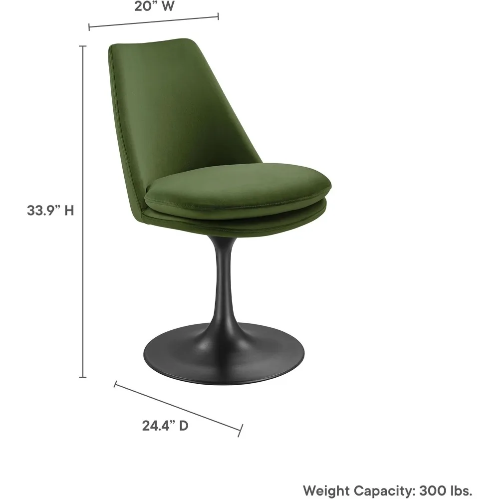 كرسي طعام دوار مخملي من بلاك موس جرين ليبا - كرسي بدون ذراع مقاوم للبقع #3