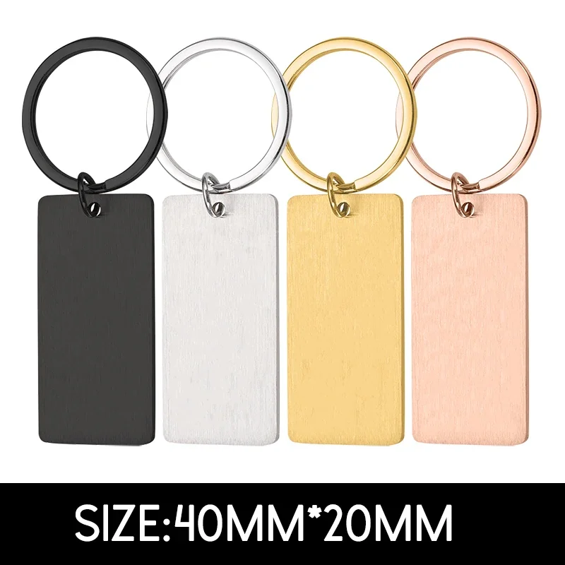 Imagem -06 - Retangular Pet id Tag Cão em Branco Cat Name Collar Keychain 12 Tamanho Faça Você Mesmo Acessórios Atacado 100 Pcs por Lote Aço Inoxidável