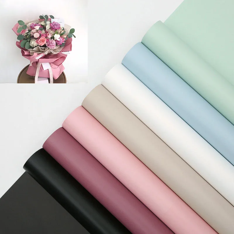 

58cmx10m Roll Waterproof Flower Wrapping Paper Plastic Craft Paper Solid Color Flower Bouquet Packaging Paper for Festival Deco