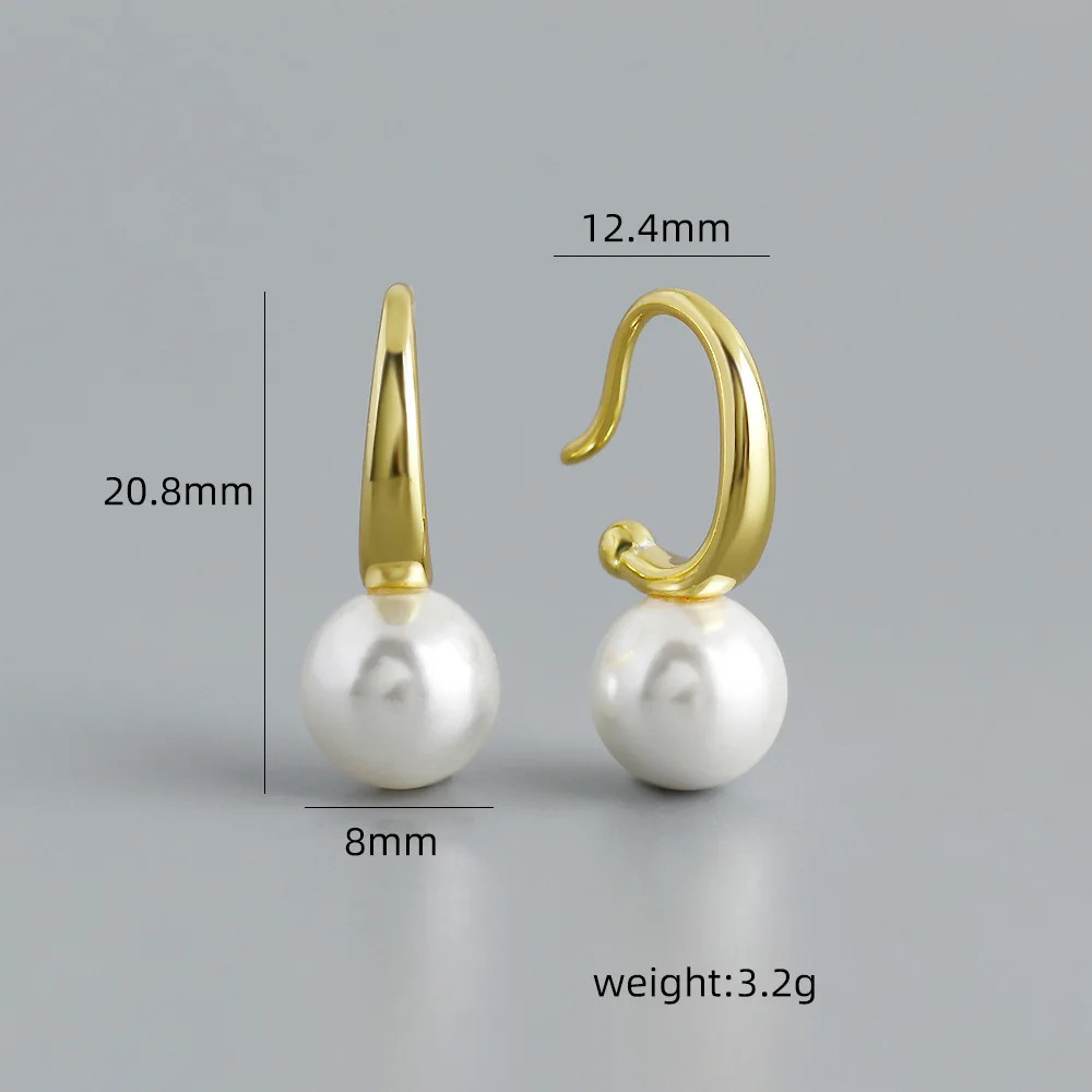 CCFJOYAS 925 Sterling Silver Round Pearl Drop Earrings for Women Light Luxury Original Earrings High Quality Fine Jewelry