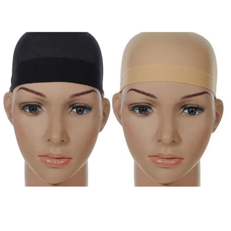 Deluxe Wig Cap Hair Net For Weave 4 Pieces/Pack Hair Wig Nets Stretch Mesh Wig Cap For Making Wigs Free Size(Black&Skin Tone)