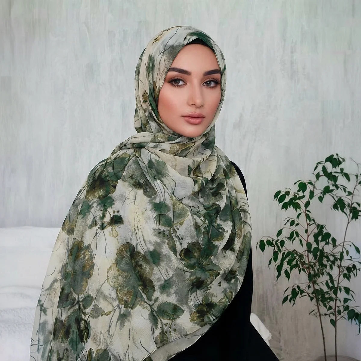 

Новейший модный мусульманский женский хиджаб с цветочным принтом, шифоновый платок-шарф, длинные элегантные накидки, мягкий простой шарф для женщин 180*70 см