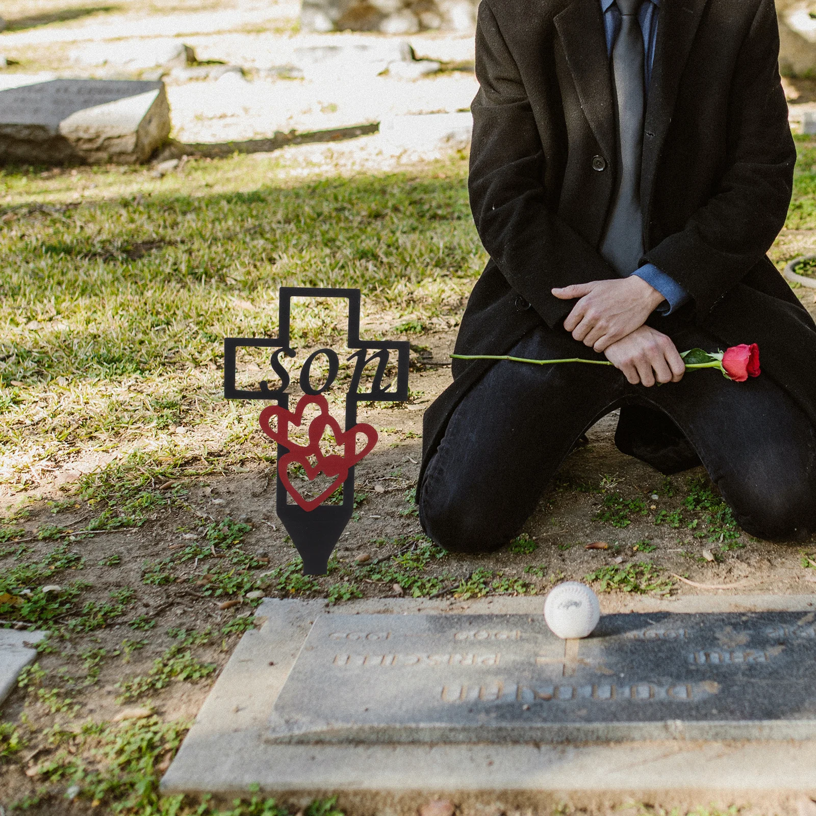 

Cemetery Memorial Cross Stake Metal Cross Yard Stake Portable Grave Marker Express Love and Memory Graves Cemetery Decorations