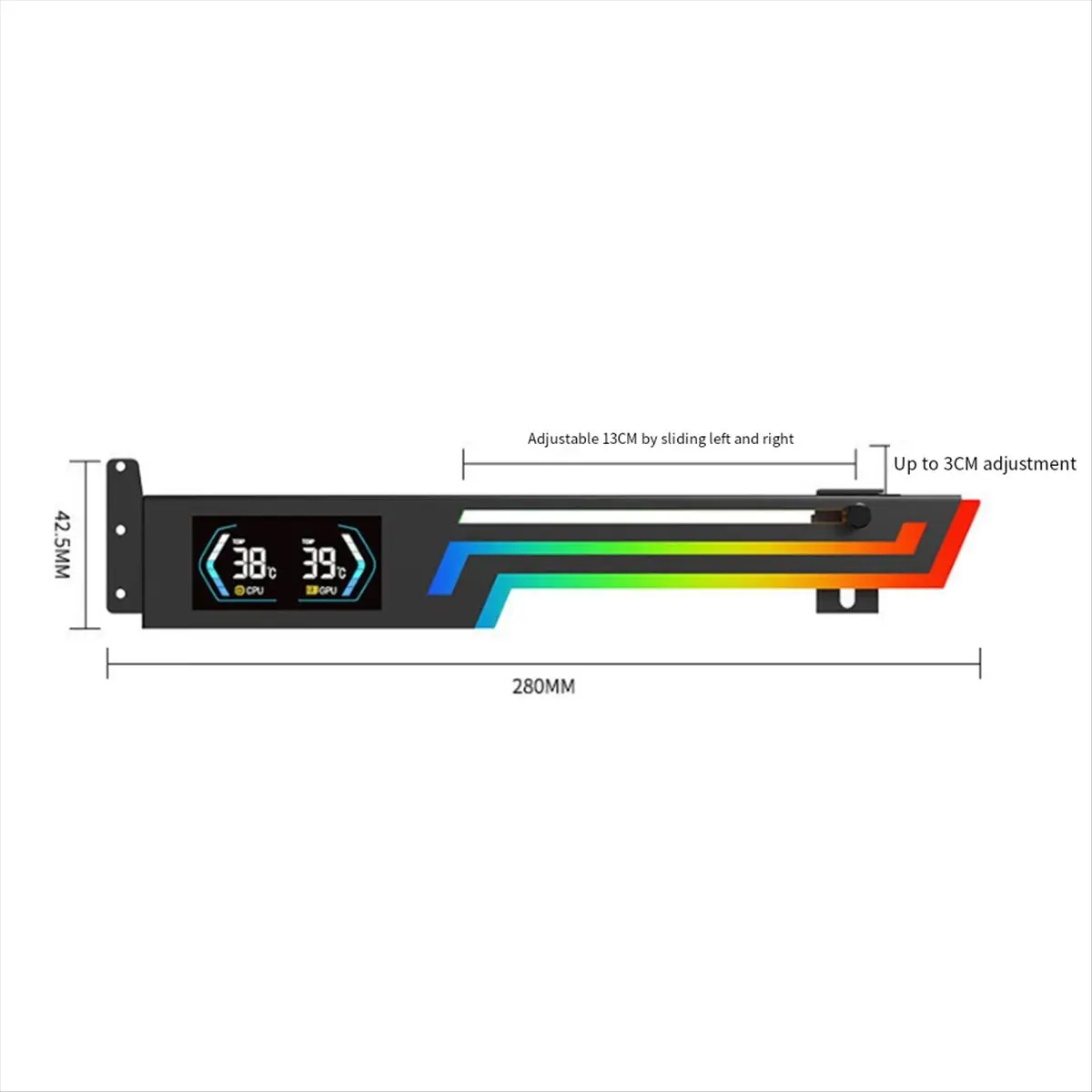 【A19R】Z-X6 Temperature Display Graphics Card Bracket 5V 3PIN ARGB AURA SYNC Graphics Card VGA Holder Height Adjustable
