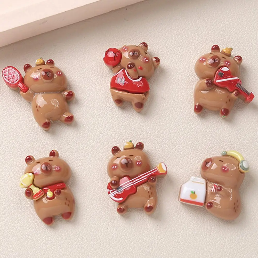 

10pcs Colorful Resin Cute Cartoon, Love Sports, Music Little bear Figurines Flat back Scrapbook DIY Accessories Decor Craft