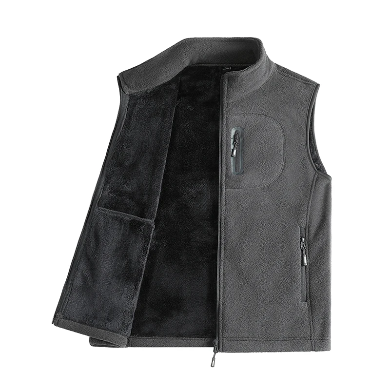 

Мужской утепленный жилет с воротником-стойкой на флисовой подкладке для активного отдыха, повседневный, зимний, теплый, утолщенный, для бизнеса и досуга, с боковыми карманами