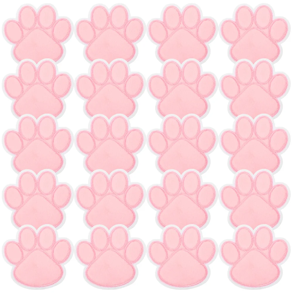 

20pcs Backing Glue Embroidered Patches Dog Paw Applique For Clothes Hats Bags Shoes Jackets Sewing Craft Decoration Iron On