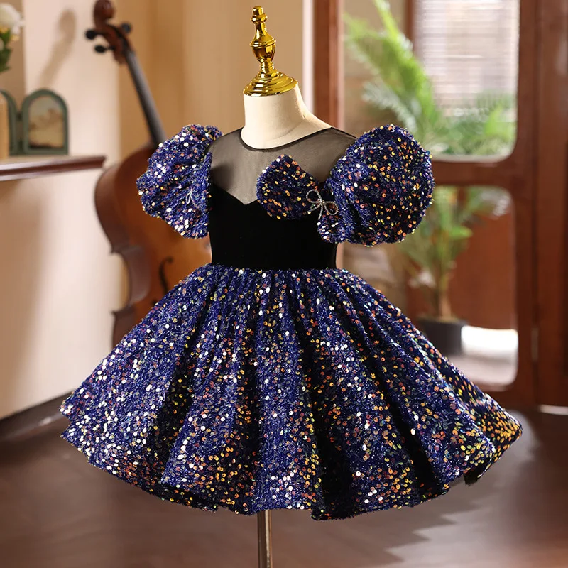 Girls' New Host Birthday High-End Violin Costume for Piano Performance Princess Dress