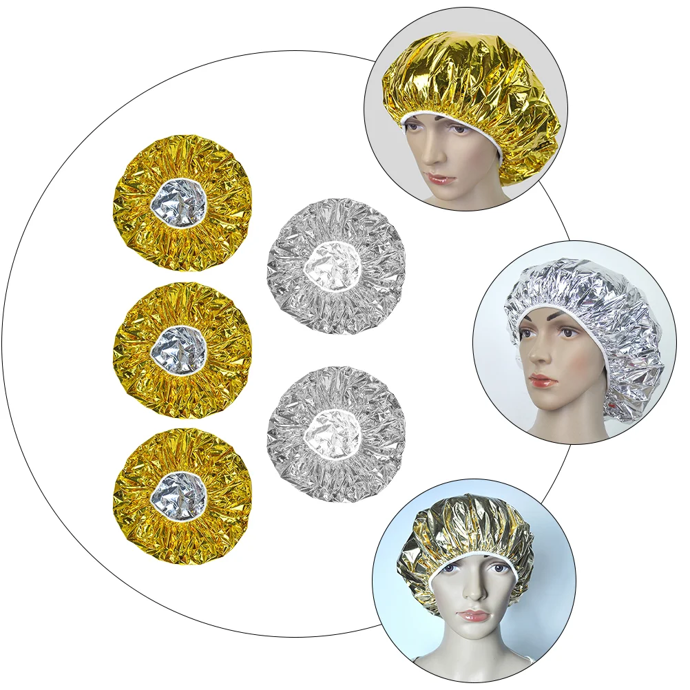 5 Pcs Hairdressing Insulation Hat Aluminium Foil Coloring Hats Caps Curls Deep Conditioning Salon Processing Dye Aluminum Women