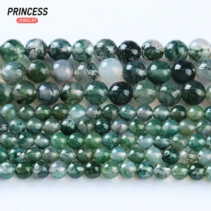 Natural Indian Moos Achate Onyx Loose Accounts zur Herstellung von Schmuck, Armbändern, Ohrringen, Halskette, DIY, A +++, 4 mm, 6 mm, 8 mm, 10 mm Zubehör 8 Hauptverkäufe Indigene Perlen Halskette - №6