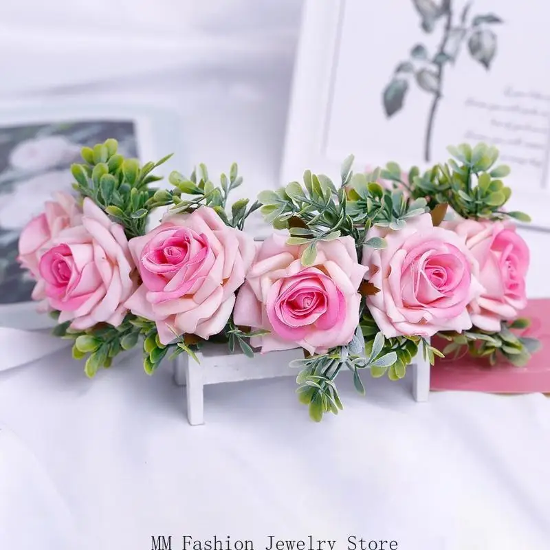 

Girls Rose Flower Garland Hair Ornaments Adjustable Party Decoration Photo Props D0UB