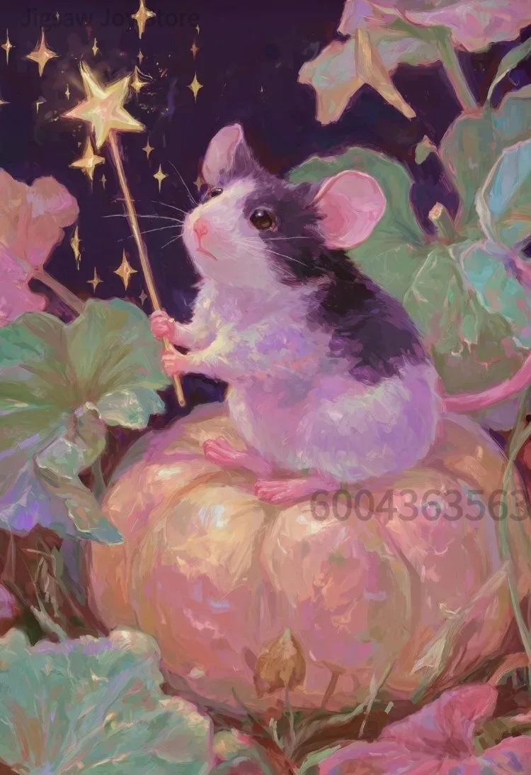 Cute Pastel Halloween Jigsaw Puzzle, Shiny Pumpkin Magic Mouse Cowboy Ghost Mushroom Elf, 500/1000/1200/2000P Paper Puzzle
