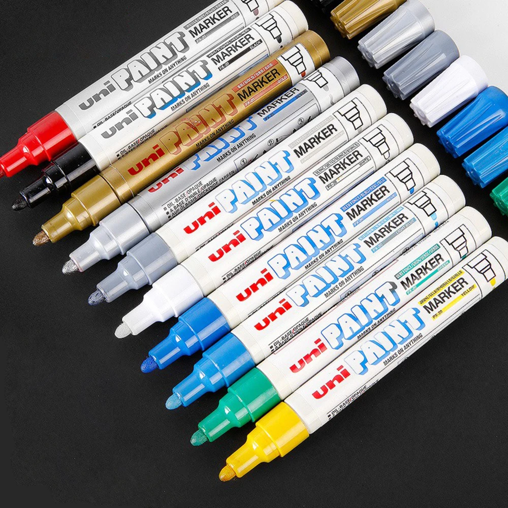 1pcs UNI Paint Markers Waterproof Oily Posca Marker PX-20 0.8-1.2mm PX-21 2.2-2.8mm Tire Touch Up Paint Graffiti Art Supplies