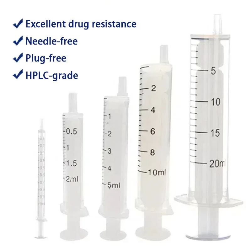 Sterile PP Lab Syringe Without Rubber Plug for HPLC Filtration Liquid Chromatography Sampling Disposable Plastic Injector