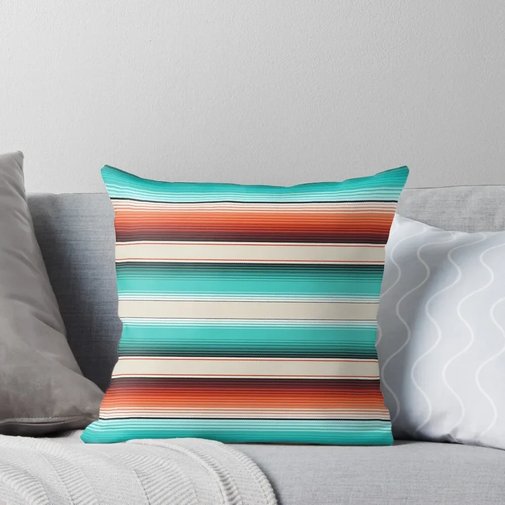 

Navajo White, Turquoise and Burnt Orange Southwest Serape Blanket Stripes Throw Pillow Christmas s Covers Couch Cushions pillow