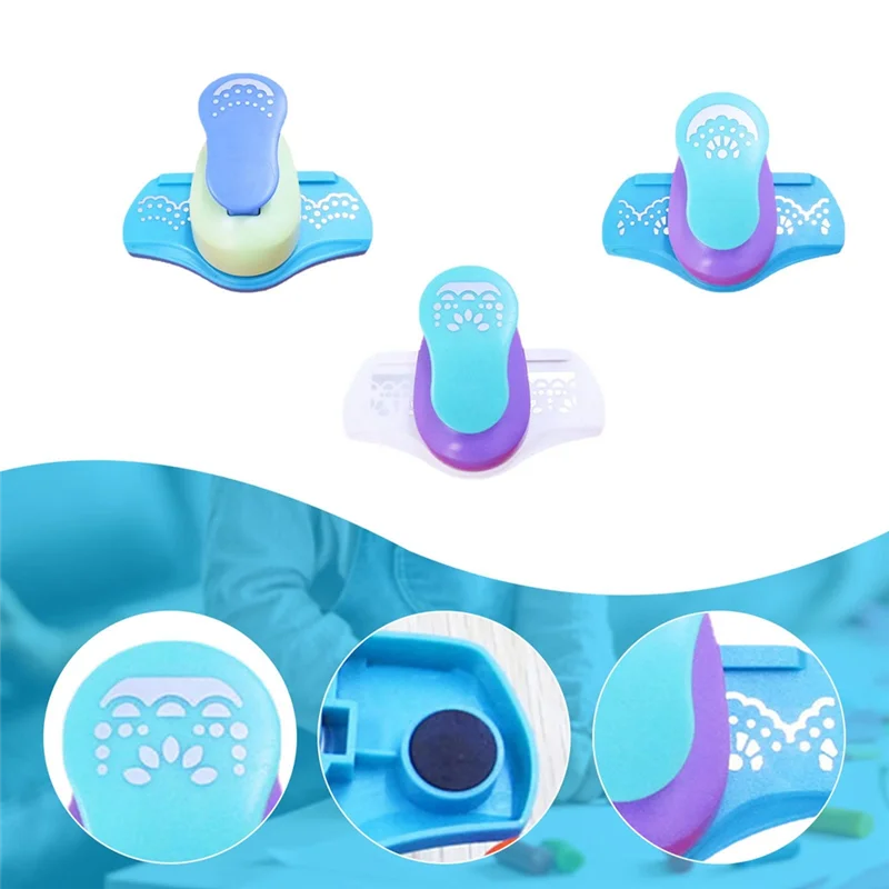 AC57-3Pcs Paper Craft Punch Corner Paper Punch Shapes Set Edge Paper Punch Lever Action Craft Puncher