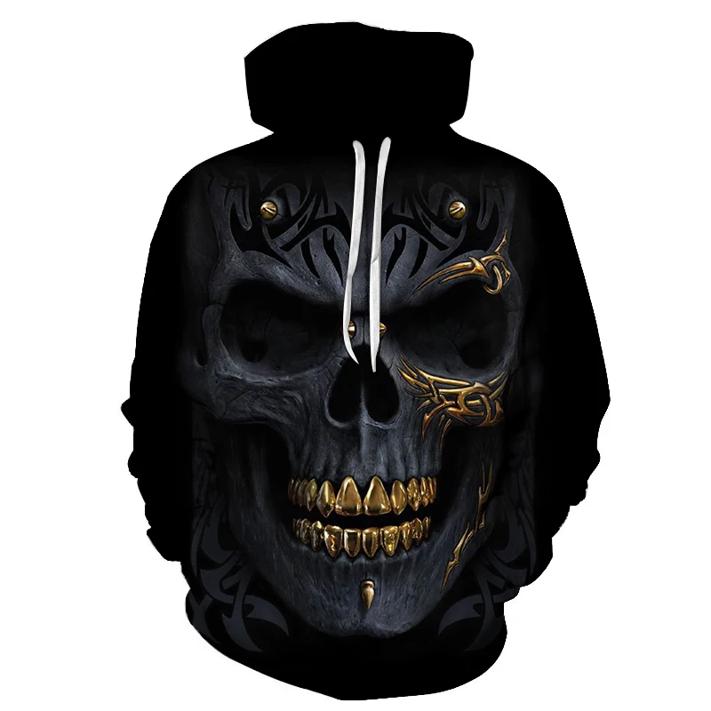 

New 3D Skull Pattern Men's Hoodies Horror Theme Print Sweatshirt Hoodie Autumn and Winter Fashion Hooded Pullover Men Sportswear