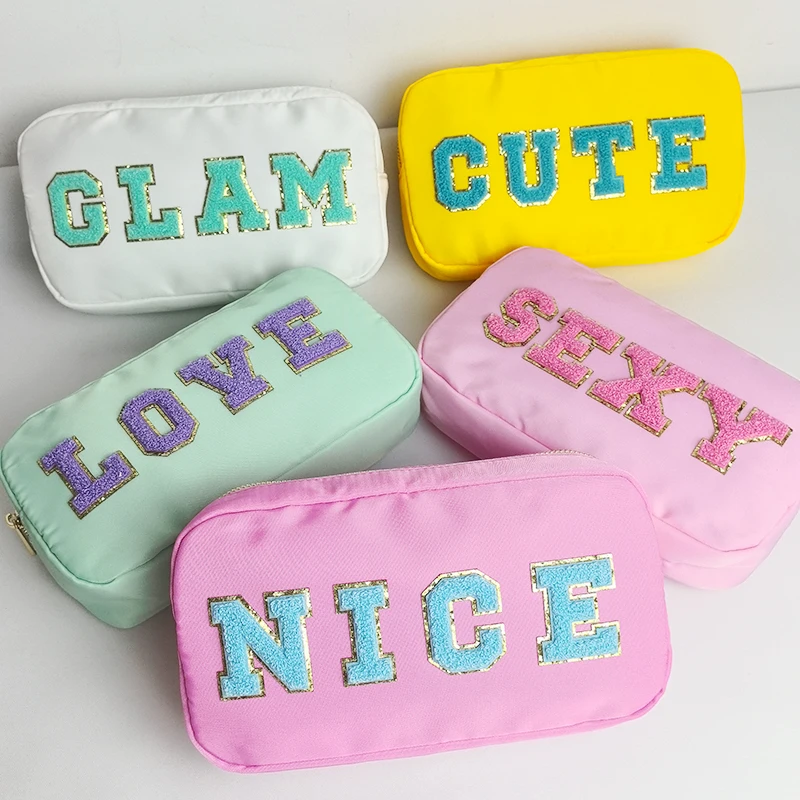 Patch per lettere carine da viaggio Patch per ricamo personalizza custodia per articoli da toeletta custodia impermeabile borsa per trucco da