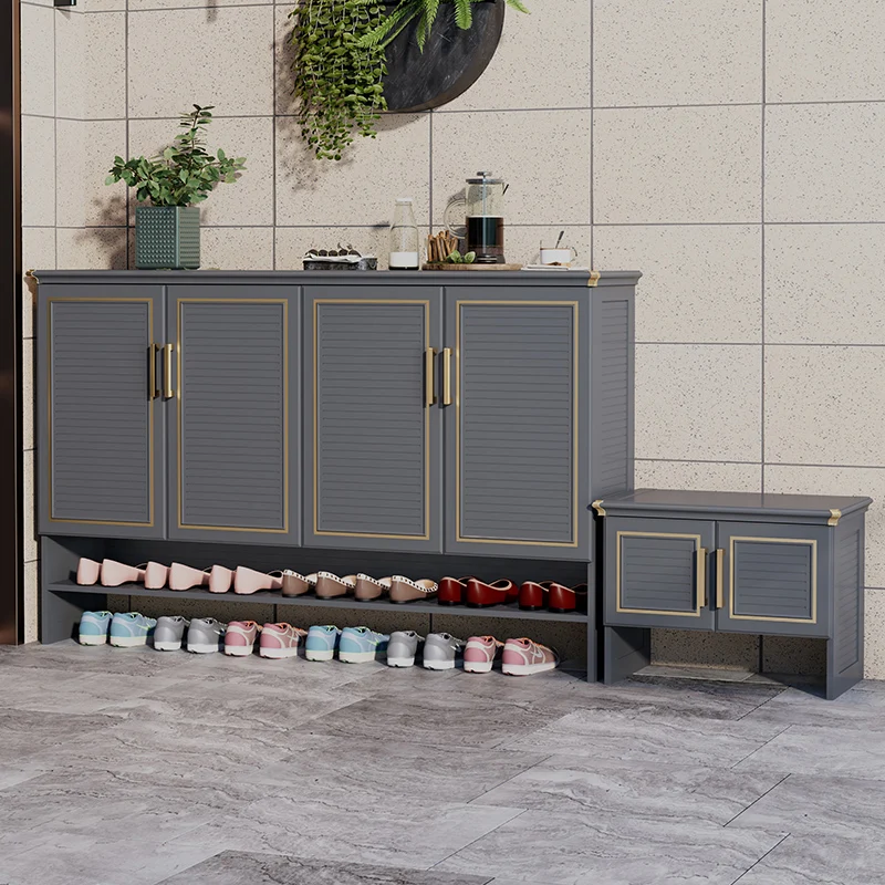 

Outdoor aluminum alloy shoe cabinet, outdoor balcony at the entrance of the home, waterproof and sunscreen, all-aluminum shoe ca