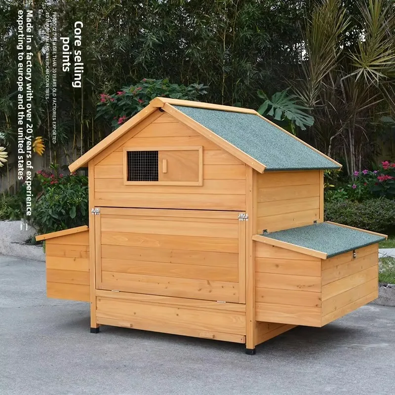 Rainproof & Sunproof Solid Wood Rectangle Chicken Coop Outdoor Pet House for Yards Balconies and Farms