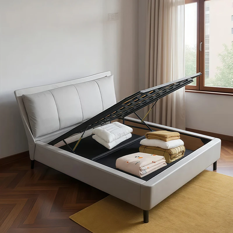 Adjustable Wood Slats Bed Frame Sturdy Metal Bed Frame Base Storage Space Knock Down Platform Bed Frame with Storage Spacepromot