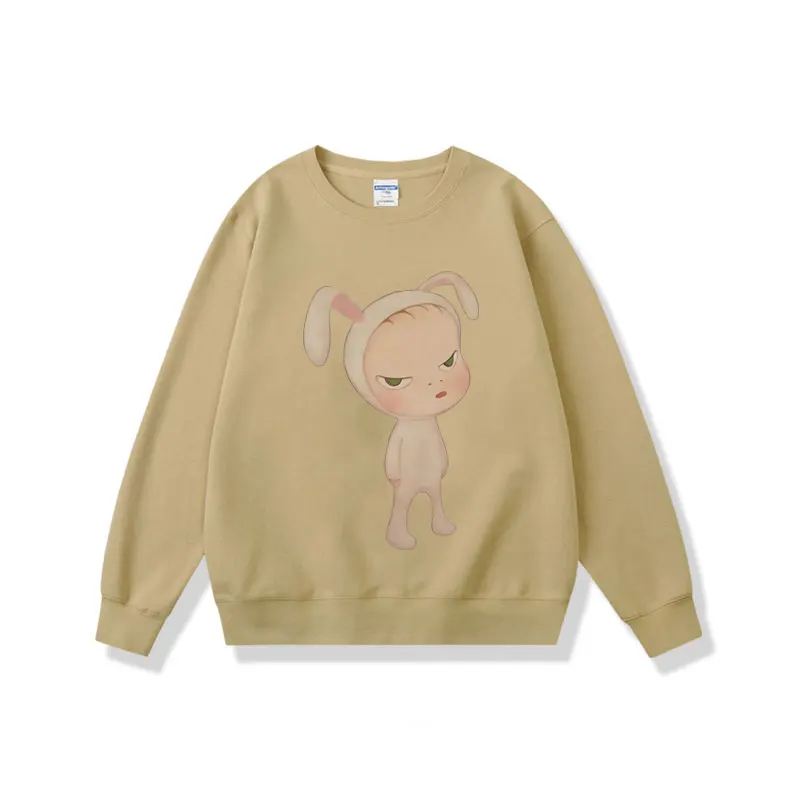 Yoshitomo Nara Baby Bunny Costume Graphic Sweatshirt Men Women Funny Cartoon Pullover Male Fashion Casual Oversized Sweatshirts