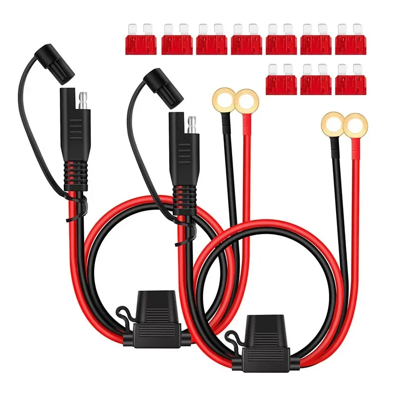 16AWG SAE Extension Cable 24V Female Pump Plug to 12V Battery Charger Terminal Cord for Motorcycle Truck Car ATV RV Modification