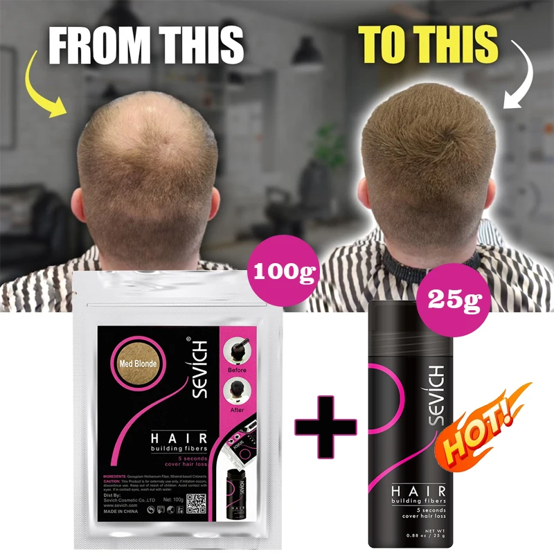 

100g+25g Hair Fibers Set Sevich Keratin Hair Building Fiber Powder Hair Fiber Regrowth Applicator Spray Hair Growth Products