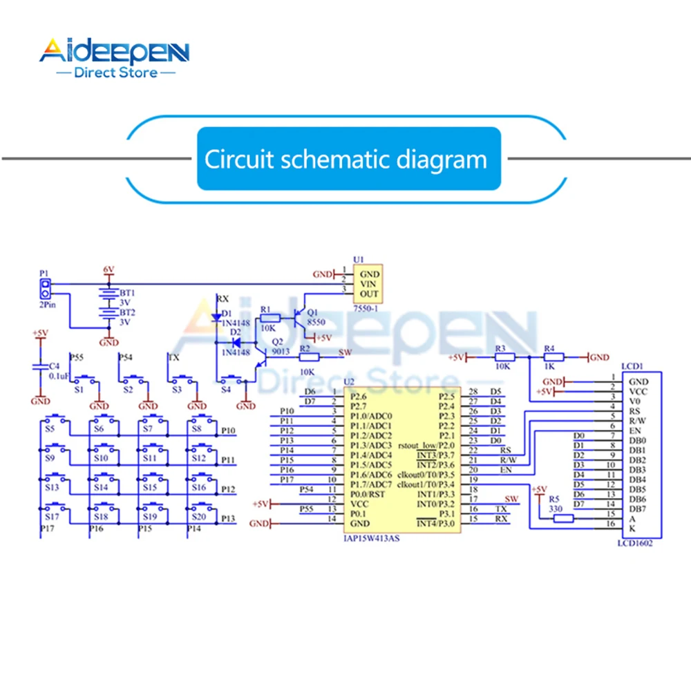 LCD1062 Kalkulator z ekranem DIY Zestaw elektroniczny 51 Mikrokontroler Szkolenie Eksperyment Produkcja Zestaw do lutowania