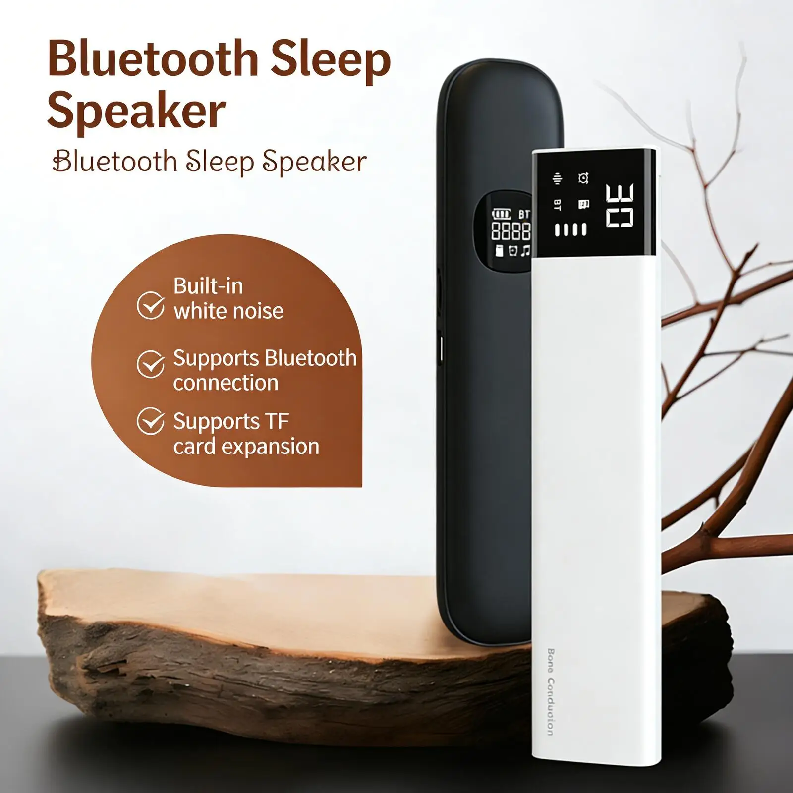 

Under Pillow Sleep Aid Bone Conduction Bluetooth Speaker Support TF Card Timer Function Built-in White Noise Soundbar For Relax