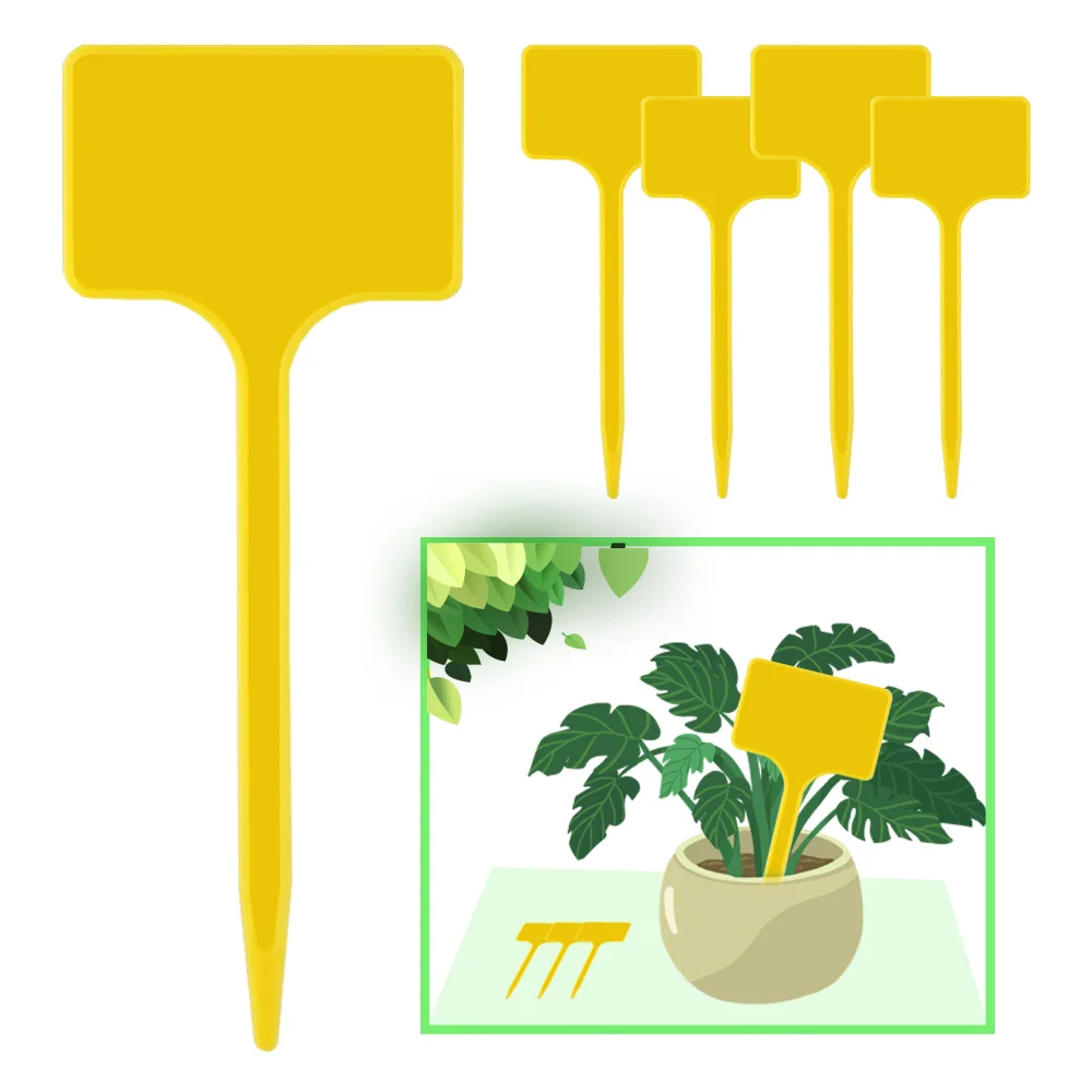 

Yellow T Type Garden Pot Labels Indoor Outdoor Waterproof Record Plate Seedlings Tags Classification Sign Nursery Flowers Stakes