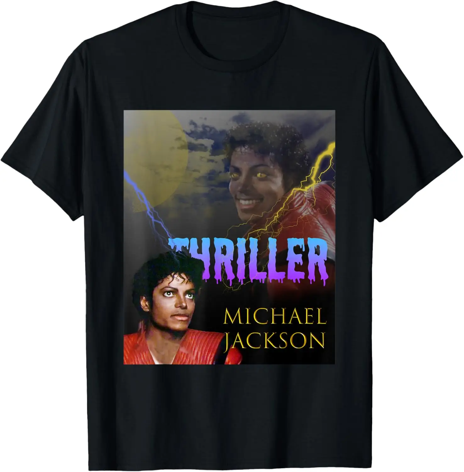 Michael Jackson 067 Thriller T-Shirt Unisex Pure Cotton Short-Sleeve Tee – Comfortable, Soft, Quick-Drying, and Suitable for Casual, Sports, and Outdoor Activities (Crew Neck)