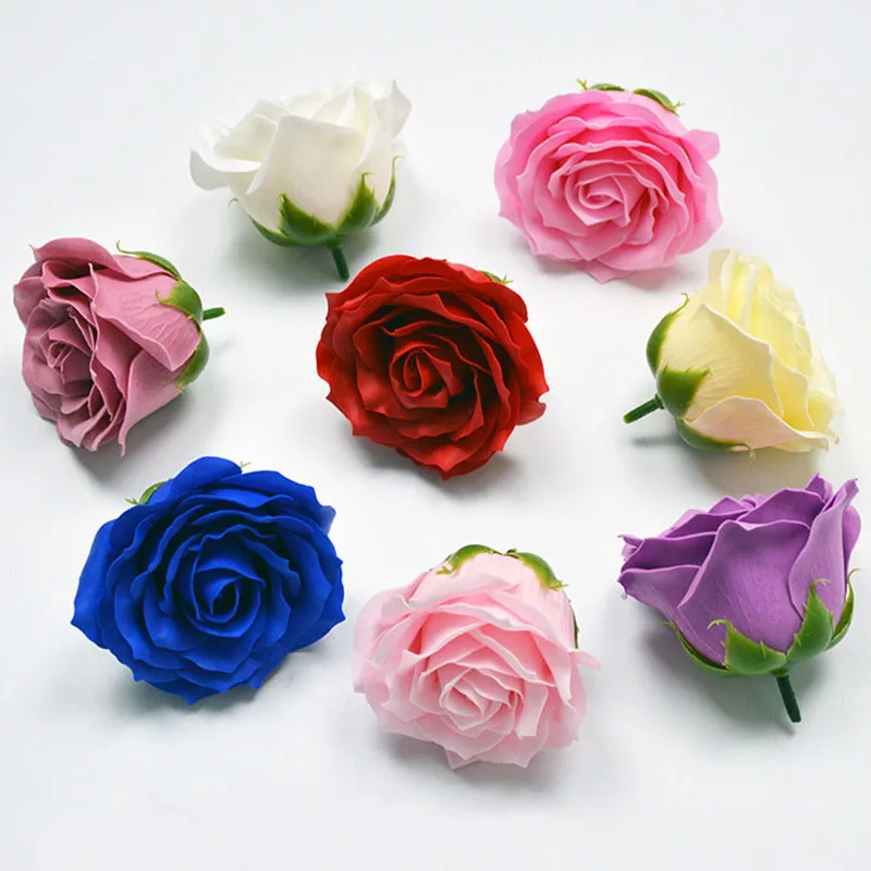 7x7cm 6 layer 5/50pcs Curve Rose head Soap flower DIY floral gift for Birthday Valentine wedding Xmas new year home party favor