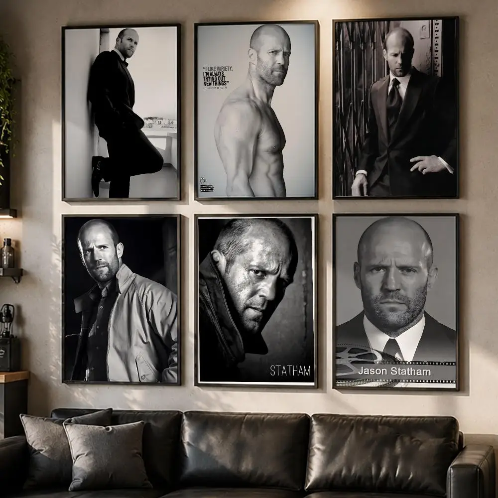 Bold Actor Jason Statham Poster No Glue Residue Self-Adhesive Art Poster Wall Decor for Bedroom Living Room
