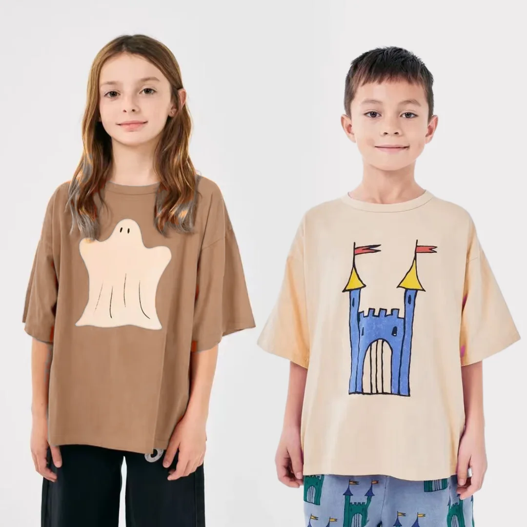 

2025 New Children T-shirts Short Sleeve Shooting Stars Casual Kids T Shirt Printed Cotton Top Tees Baby Tops Girls Boys Clothing