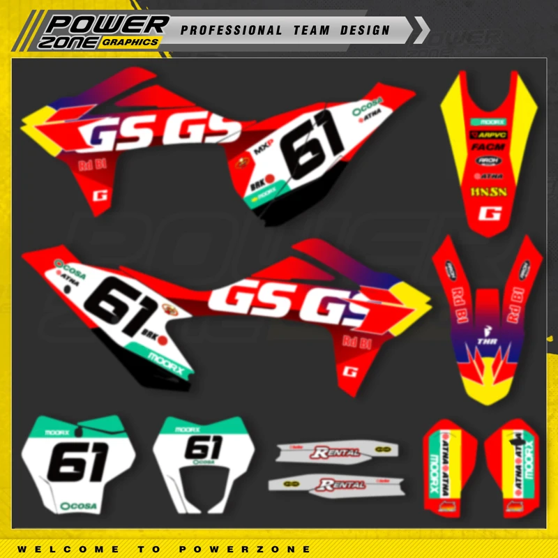 PowerZone Custom Team Graphics Backgrounds Decals For 3M Stickers Kit For GASGAS 2021 2022 2023 EC MC 13