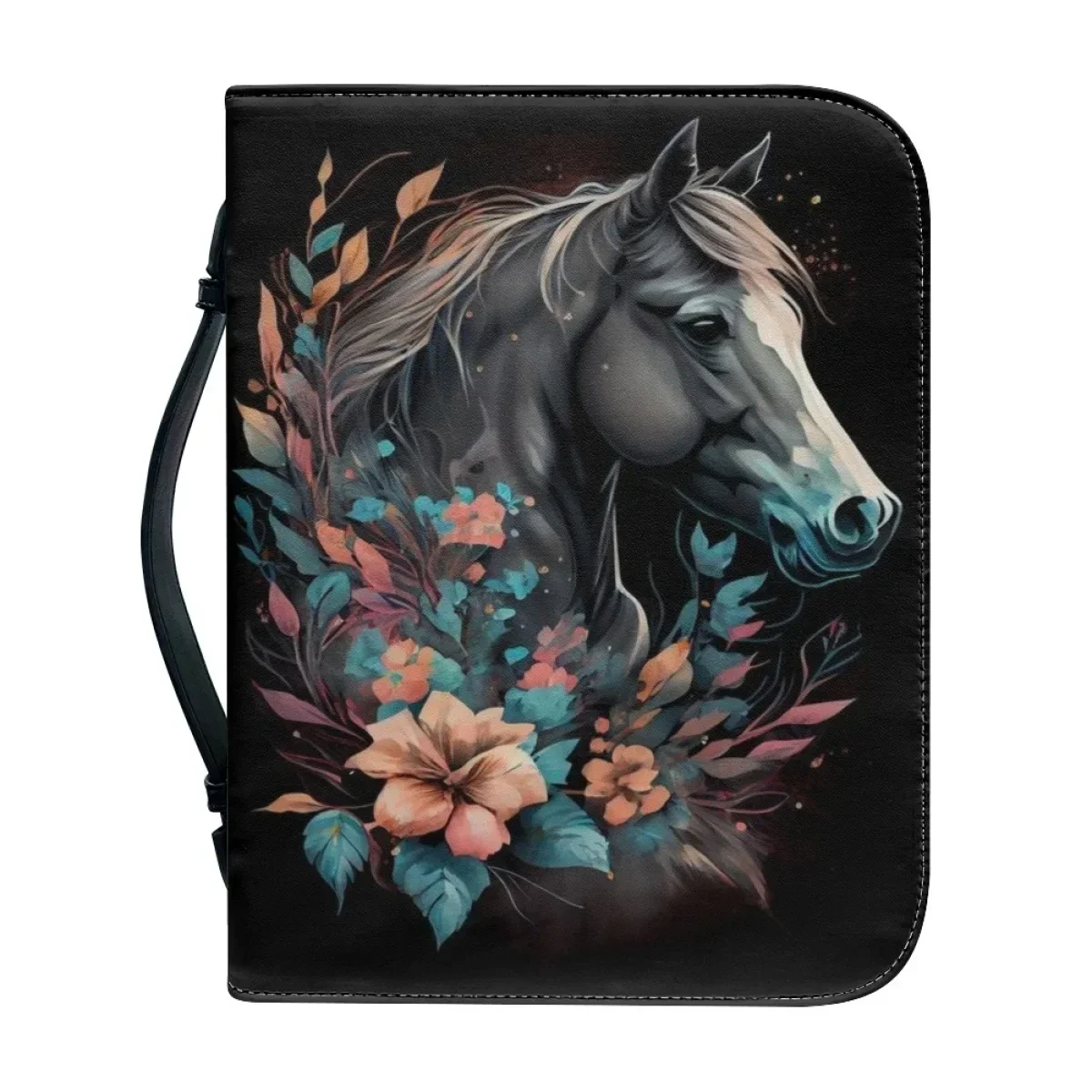 

Hot Art Horse Pattern Printing Practical Bible Bag Christianity Church Study Book Holy Storage Boxes Women's PU Leather Handbags