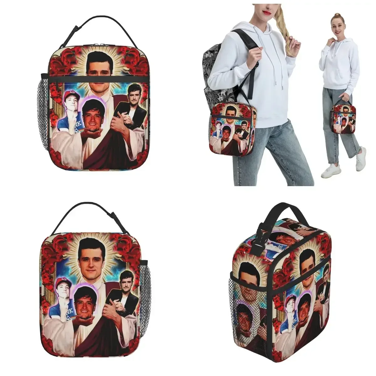 Retro Saint Josh Hutcherson Thermal Insulated Lunch Bags for Work Movie TV Actor Food Bag Container Cooler Thermal Lunch Boxes