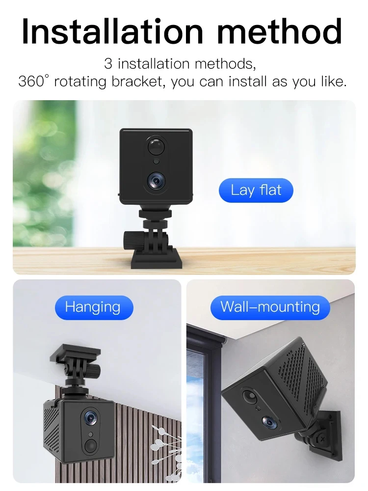 WiFi/4G carte SIM HD Mini caméra 3000mAh 5MP 6X Zoom caméra IP intelligente sans fil interphone vocal bidirectionnel, visualisation à distance