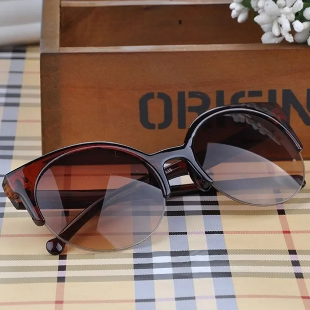 Retro Vintage Cat Eye Sunglasses Half Frame Sunglasses Women Sun Glasses Anti-UV Sunglasses Female Travel Party Glasses 2024 New image 4