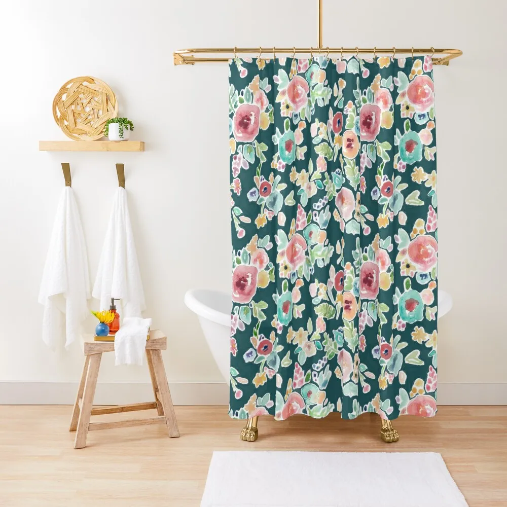 

Carpenter Floral Shower Curtain Cute Shower Bathroom Accessories Washable Waterproof Fabric Shower Curtain