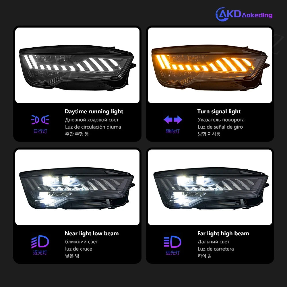 Headlight For Audi A7 2011-2017 RS7 Car Автомобильные Товары 12V Led DRL Hella Xenon Len Hella Hid H7 Decoration Car Accessories