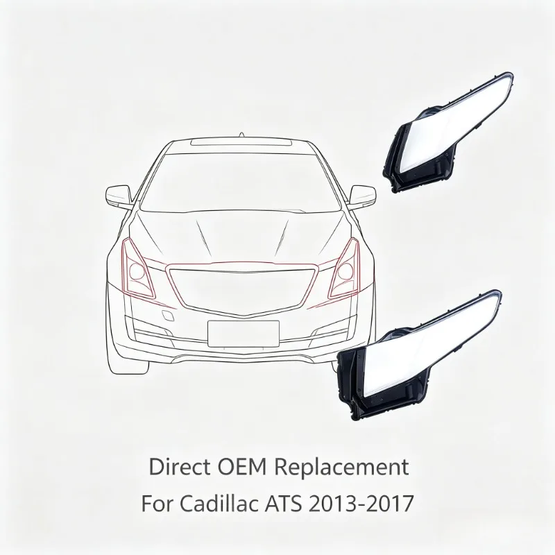 Moggic Dual Heavy UV Coated Anti-Yellow Headlamp Lens Fit ATS 13-17 Sedan Clear Lamp Cover