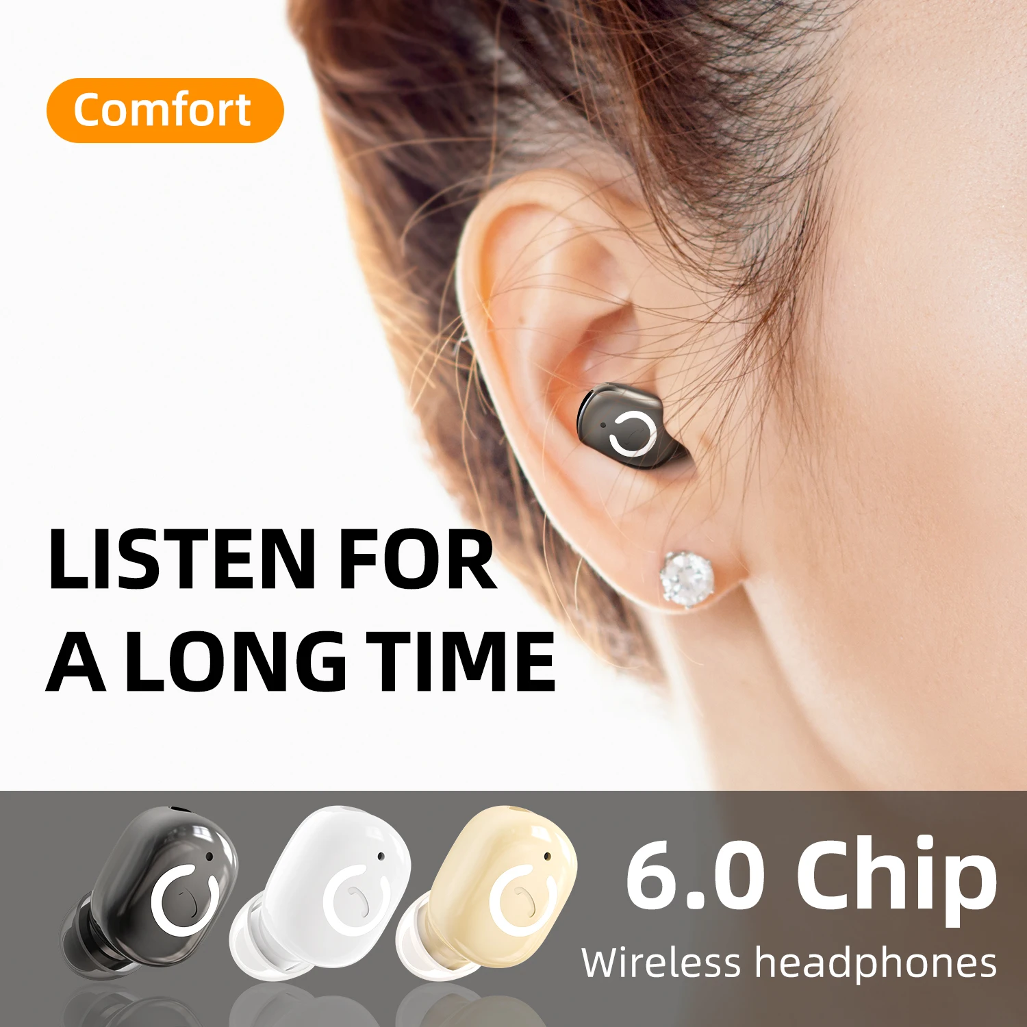 سماعات رأس لاسلكية تعمل بالبلوتوث مع ميكروفون وسماعات أذن واحدة مقاومة للماء لملابس الأذن اليسرى واليمنى مثبتة على الأذن